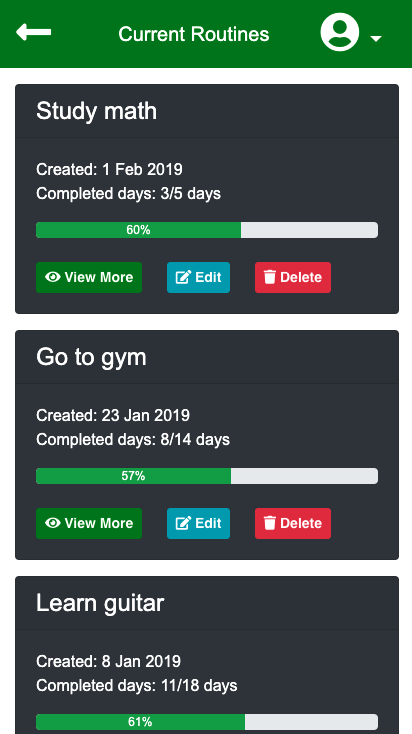 Completer current routines page