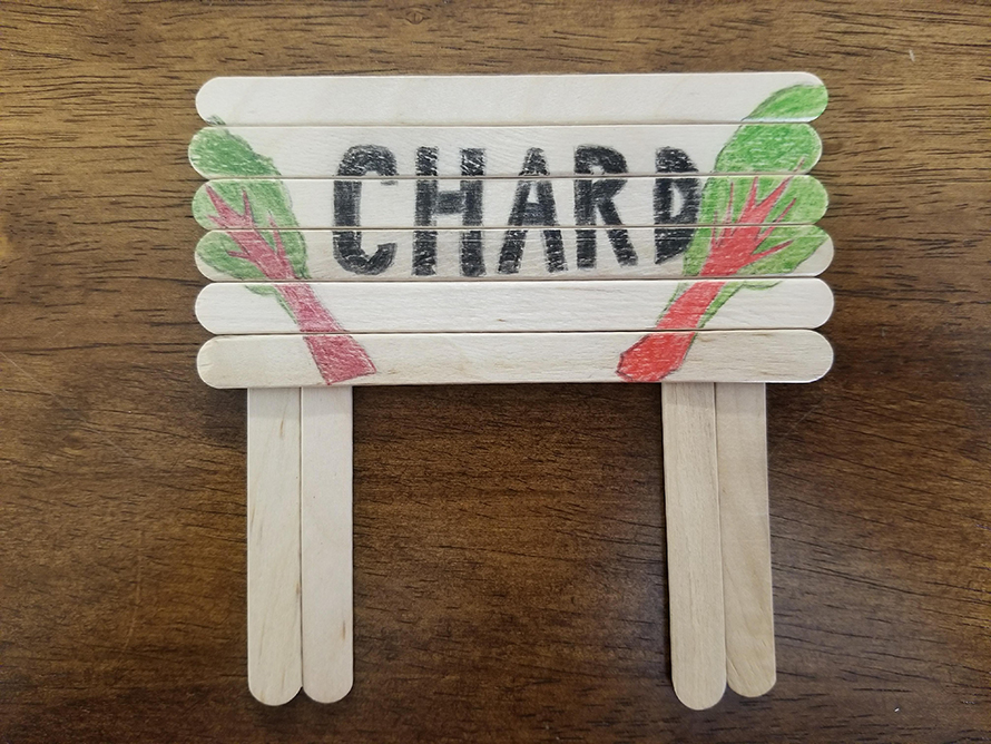 Paper prototype sign of chard using paper and popsicle sticks