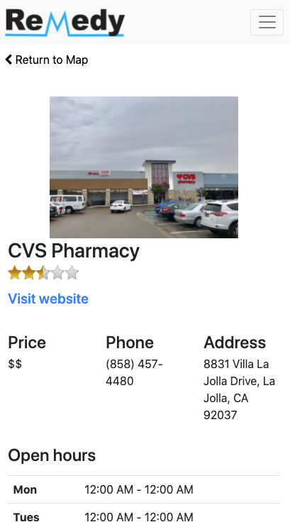 Prototype pharmacy information page