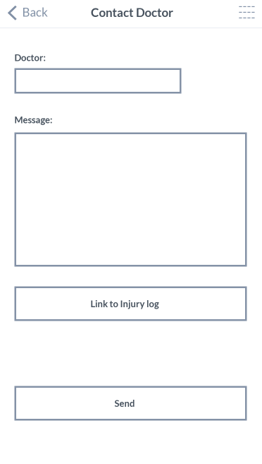 Paper prototype/wireframe of contact doctor page